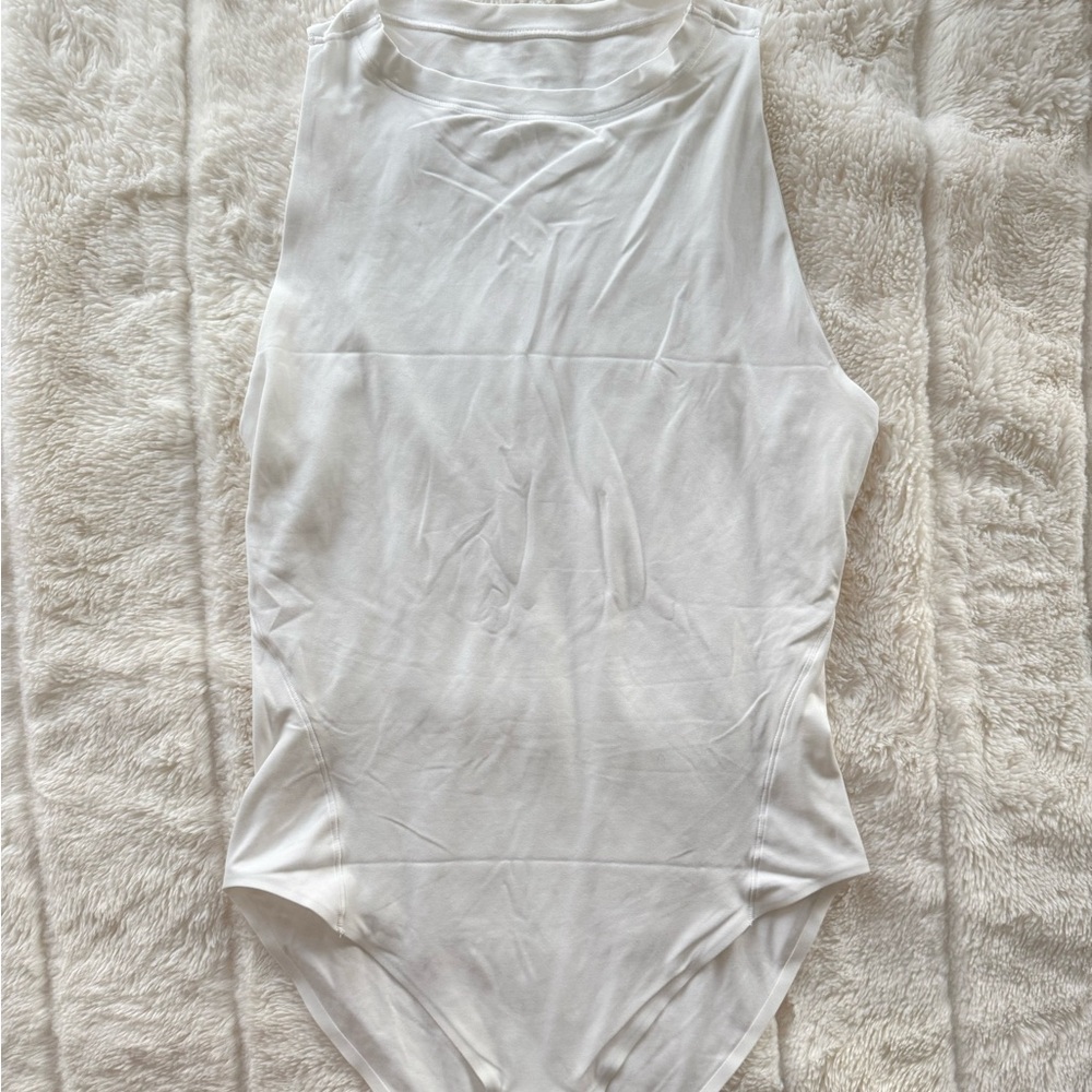 Athleta White Sleeveless Bodysuit